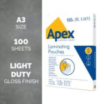 Apex Laminating Pouch A3 Light Duty 100pk - Image 2