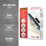 Fellowes 54 X 86 mm Capture Gloss Laminating Pouches Micron Pack - Image 2