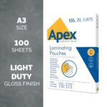 Fellowes Apex A3 Light Duty Laminating Pouches Clear - Image 2