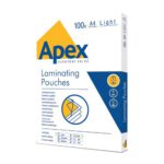 Fellowes Apex Light Duty A4 Laminating Pouches Clear