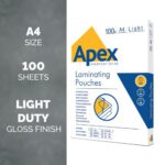 Fellowes Apex Light Duty A4 Laminating Pouches Clear - Image 2