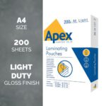 Fellowes Apex A4 Laminating Pouch Light Duty Pack - Image 2