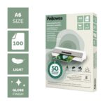 Fellowes Recycled A6 Laminating Pouches Gloss Micron Pack - Image 2