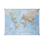 Bi Office Maya Magnetic World Map Board 120 X 90 cm
