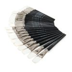 Flat White Nylon Paint Brushes Black Handle Pack