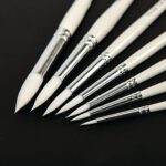 White Nylon Round Paint Brushes White Handle Pack - Image 2