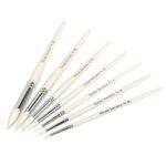 White Nylon Round Paint Brushes White Handle Pack - Image 3