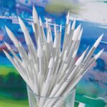White Nylon Round Paint Brushes White Handle Pack - Image 4