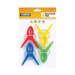 Status Multi Coloured Beach Towel Clip Assorted Pack